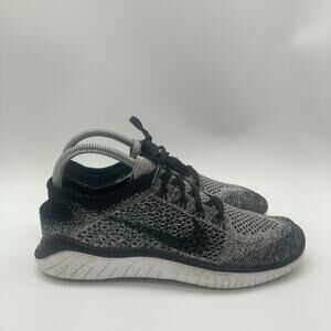 Mens Size 7 Nike Free Run Flyknit Oreo White Black Running Sneakers 942838-101